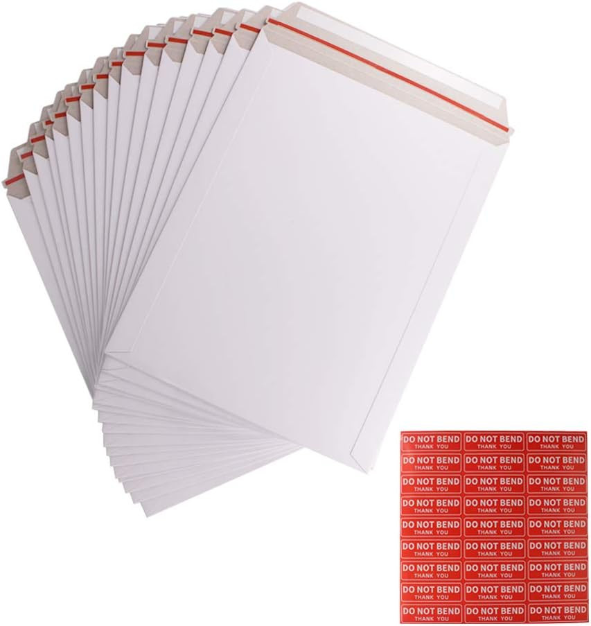 100 Pack 9X12 Inch Self Seal Photo Document Mailers Stay Flat White Cardboard En