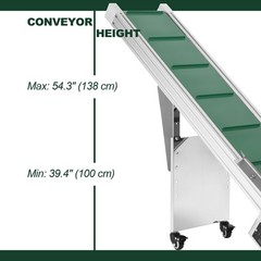 78″L Electric Incline Conveyor Machine, Max. 54.3″H Lift, 7.87″W Rubber PVC Belt