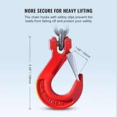 Chain Sling 2 Leg 11000 lbs Capacity 6 FT 3/8 Inch G80 Grapple Hooks Heavy Duty