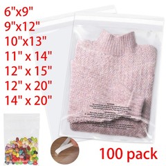 100-1000Pack Suffocation Warning Clear Poly Bags Self Adhesive for Shirt Apparel