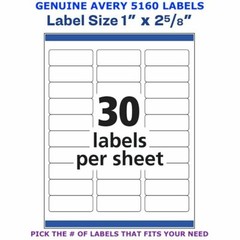Avery Easy Peel Laser Address Labels 1″ x 2 5/8″ (5160) PICK YOUR OWN # OF LABEL