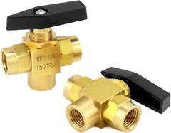 2 Pack 1/4″ NPT Brass Instrument 3 Way Ball Valve, L Port Panel Mounted Instrume