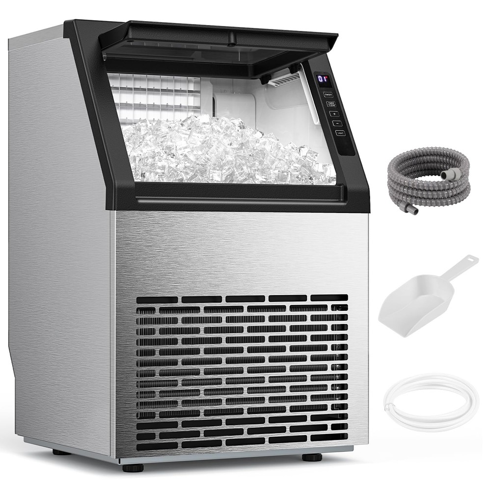 COWSAR Commercial Ice Maker Machine, 80Lbs/24H Stainless Steel Ice Maker 24Lbs