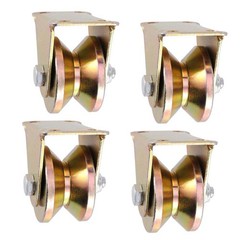 8x 2in 2″ V Groove Wheel Sliding Gate Bracket Roller Heavy Duty Caster Wheels US