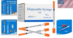 Lab Syringe 1ml 27G 1/2 Inch Plastic Dispensers 100 Pack Individually Sealed