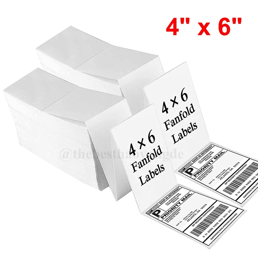 4″ X 6″ Fanfold Direct Thermal Shipping Address Labels for Zebra & Rollo Printer
