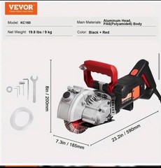 Wall Chaser-5800W Concrete Grooving Cutting Machine, 6800 rpm,Laser,W/water Pump