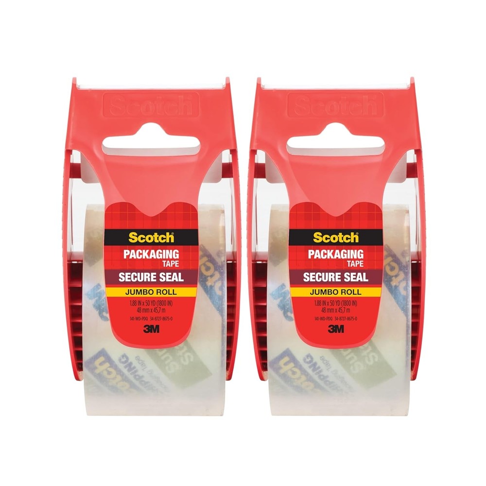 Scotch Secure Seal Ultra Clear Packaging Tape 1.88 in x 50 yd 2 Pack Shipping