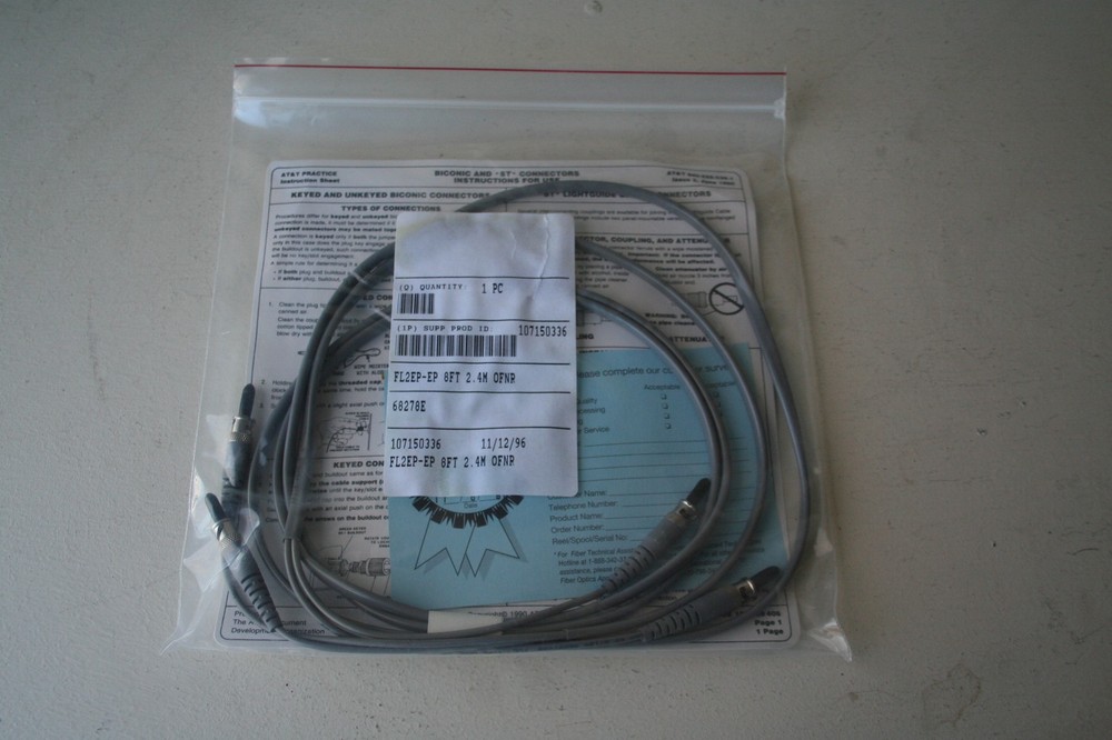 New Lucent Technologies FL2EP-EP 8FT 2.4M OFNR Fiber Optic Cable – 107150336