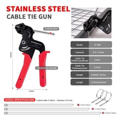 Cable Tie Tool Gun Kit Stainless Steel Zip Tie Cutter + 150 pcs Metal Zip Ties✅