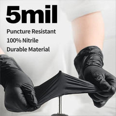 Black Nitrile Gloves 5 Mil Latex Free Powder Free Medical Exam Disposable Gloves