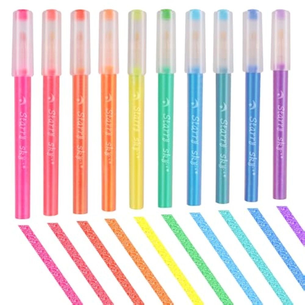 Glitter Highlighters Assorted Colors,10 Pack Metallic Multicolor Pastel Highligh