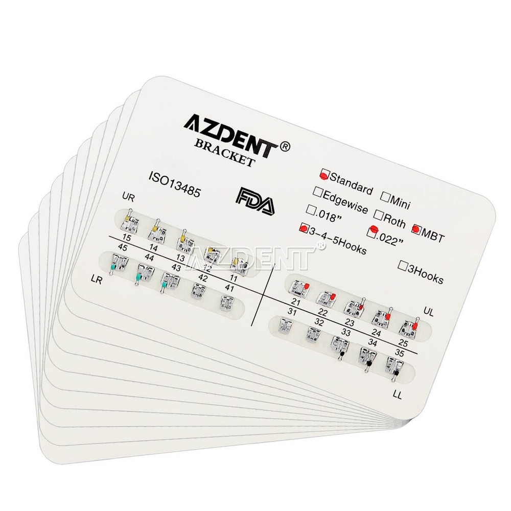 AZDENT Dental Ortho Braces Brackets Mini Roth.022 Hook345/Arch Wire Nature Round