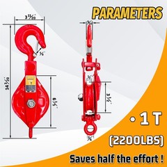 1 Ton Snatch Block with Hook, Easy-Open Design Snatch Block
