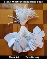 Blank White Merchandise Price Tags String Strung Jewelry Garage Sale Hang Tag