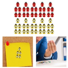 50x Decorative Thumb Tacks Wooden Bee Ladybug Push Pins Office Supplies