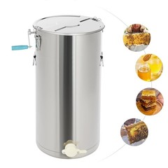 2 Frame Honey Extractor Stainless Steel Manual Honey Press Extractor with Bucket