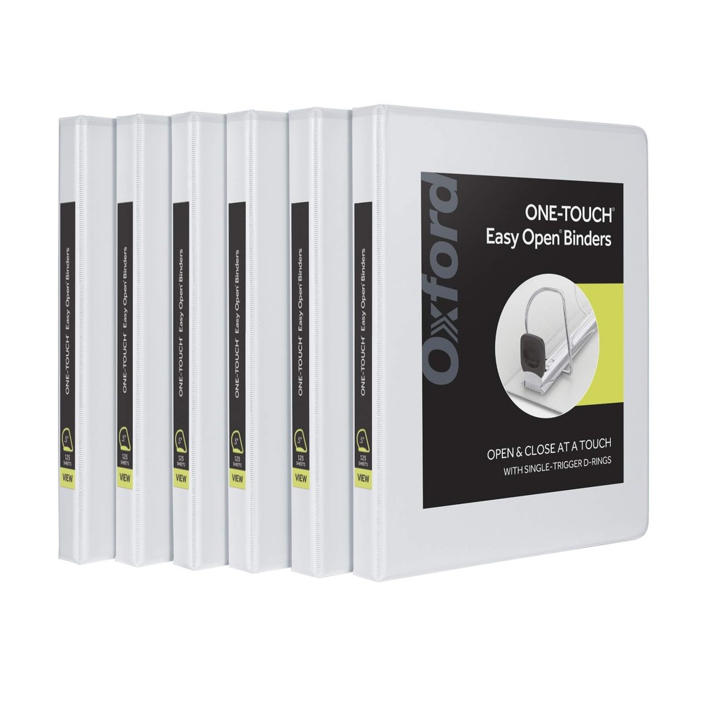3 Ring Binders, 0.5 Inch One-Touch Easy Open D Rings, Durable Binders for School
