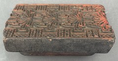 Antique Carved Wood Art Deco Geometric Textile Wallpaper Printing Block Stamp