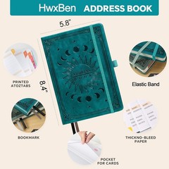 Address Book with Colorful Alphabetical Tabs 8.4″ x 5.7″ – Hardcover Contact …
