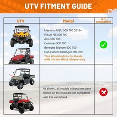Scratch-Proof Heavy Duty UTV Windshield for Massimo, Hisun, Coleman, Bighorn