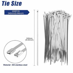 Stainless Steel Zip Ties Gun Kit Cable Tie Tool With 200pcs Metal Zip Ties