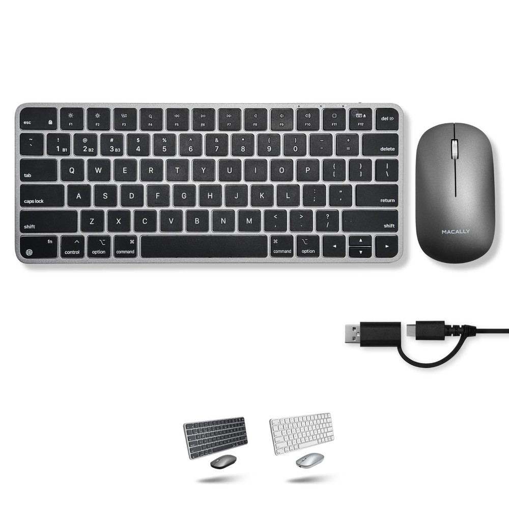 Macally Apple Wireless Keyboard and Mouse for Mac – Dual Mode (Bluetooth + Wi…