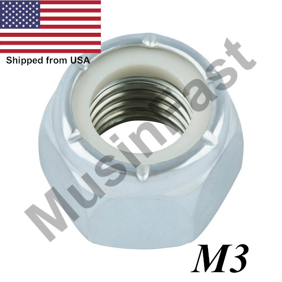 M3x0.5mm Stainless Steel Hex Lock Nut 10, 25, 50, 100, 500 Pcs.