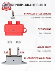 RED WOLF 20Amp Automatic Reset Circuit Breaker with Cover, DC 12V-24V Nylon Insu