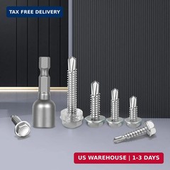 70Pcs #8#10 Hex Washer Head Self Tapping Screws 410 Stainless Steel Self Drillin