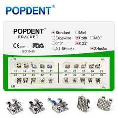 POPDENT Dental Orthodontic Metal Brackets MIM MBT/ROTH 022/018 345H Monoblock