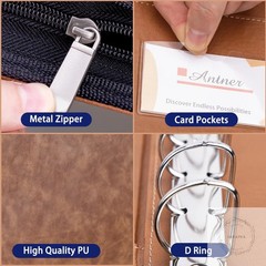 Zippered 7 Ring Business Checkbook Binder Portfolio for 3-on-a-Page Business