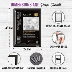 SECO Easy Open Front Loading Snap Frame Poster & Picture Frame, 8.5 x 11 Inch…