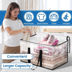Heavy Duty Clear Moving Bags 6Pk Large Storage Totes With Handles Zipper