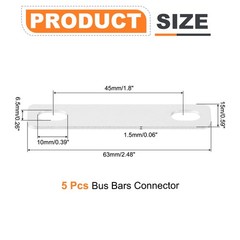 5Pcs Pitch Row 1.8″ (45mm) Bus Bar Connector, Silver