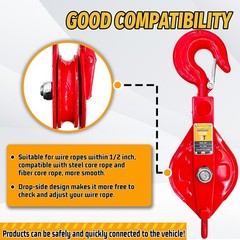 1 Ton Snatch Block with Hook, Easy-Open Design Snatch Block