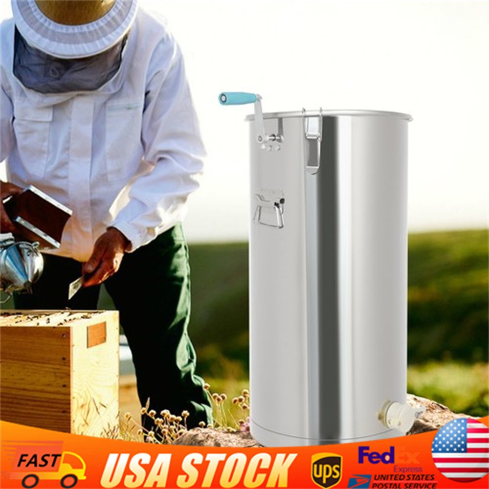 2 Frame Honey Extractor Manual Use Beekeeping Bee Hive Equipment Stainless Steel