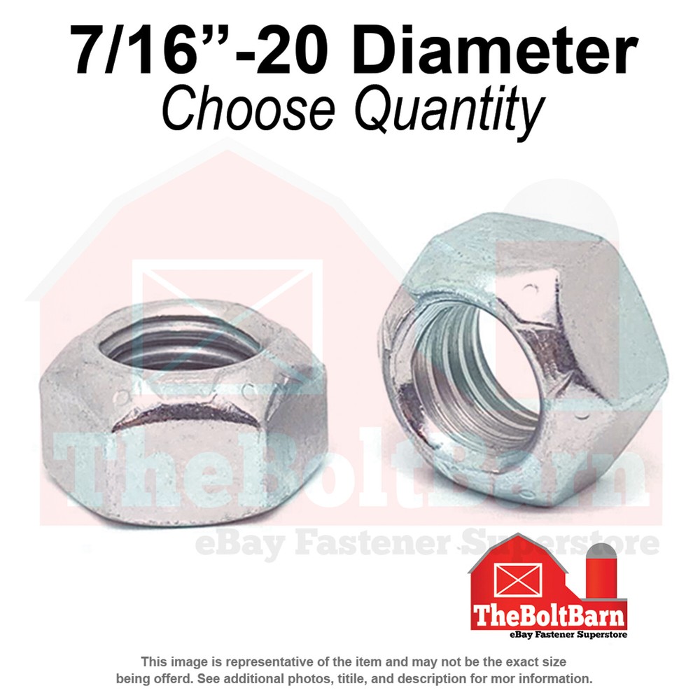 7/16″-20 Grade 8 Hex Top Lock Nuts Zinc Clear Fine Thread (Pick Quantity)
