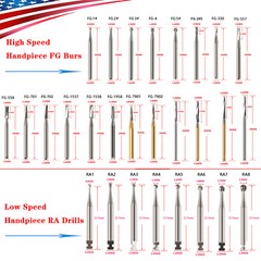 Dental Tungsten Carbide Bur FG RA CA HP Drills Burr For High/Low Speed Handpiece
