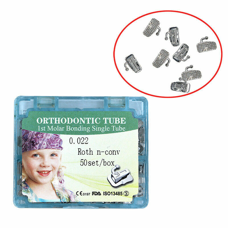 Dental Orthodontic Buccal Tube Bonding Single Tube 1st molar 022 Roth 50 set/box