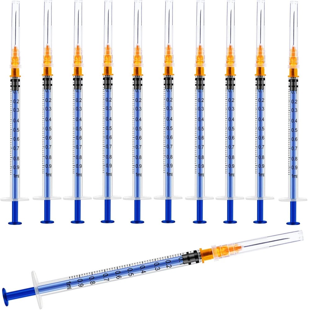100 Pack 1ml Luer Slip Syringes with Caps, Individually Sealed for Labs & Crafts