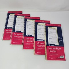 Adams Money Rent Receipt Book 2-Part Carbonless, 200 Sets per Book (5 Pack)