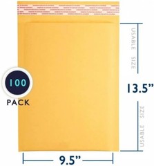 100 PC #4 9.5×14.5 Kraft Bubble Envelopes Yellow Padded Shipping Mailers