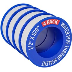 HeavyDuty PTFE Pipe Thread Sealant Tape 1/2 Inch 520 Inch Rolls 4 Pcs for Plumb
