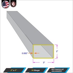 2″ x 3″ Galvanized Rectangular Tube – Mild Steel – 14 ga – ERW – 96″ inch long