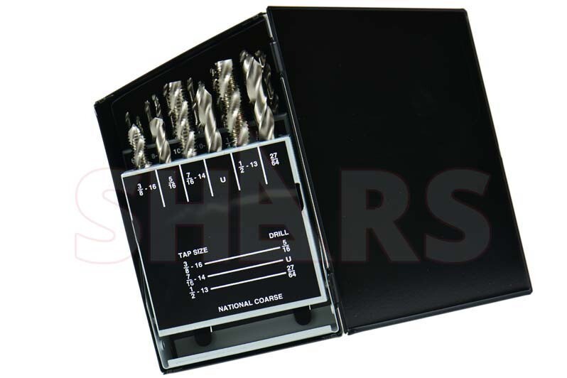 18pcs #6-32 to 1/2-13 NC #36 to 27/64 HSS Spiral Flute Plug Tap & Drill Set P}