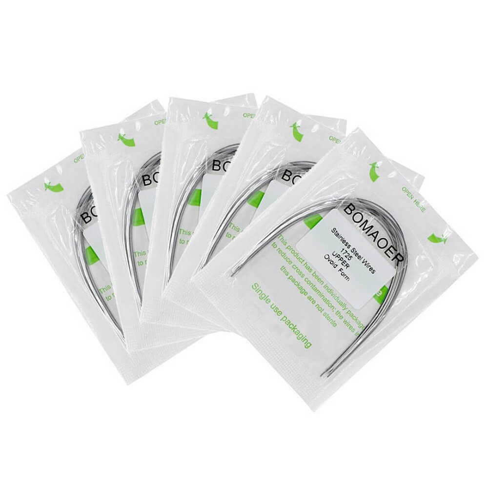 10×Dental Ortho Stainless Steel Rectangular Arch Wire Ovoid Form 17×25 Upper
