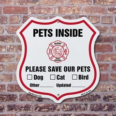 Pets Inside Shield Sign Alert Please Save Our Pets Shield Shaped Sign