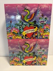 2x – Ed Hardy Lisa Frank Love Kills Slowly Peacock Design Hanging File Box RARE