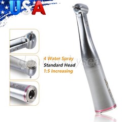 Dental 1:5 Increasing Fiber Optic LED Contra Angle Handpiece Fit Electric Motor